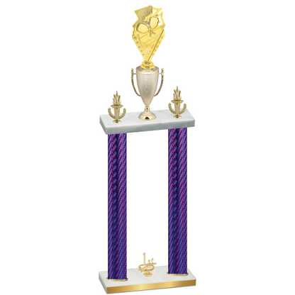 Double Purple Carbon Fiber First Place Pickleball Trophy