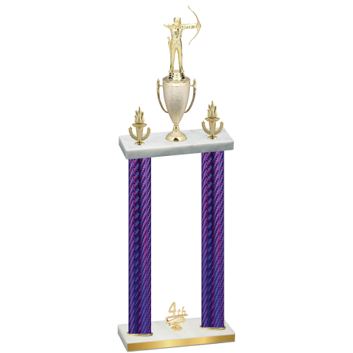 Double Purple Carbon Fiber Fourth Place Archery Trophy