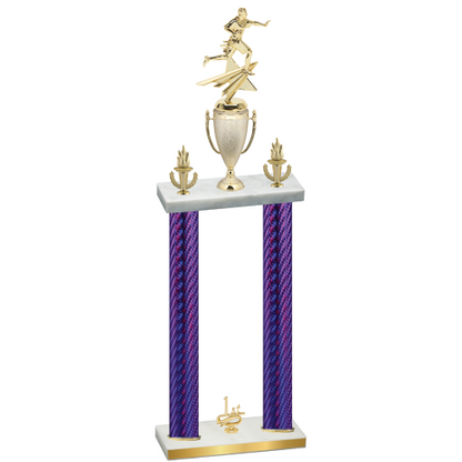 Double Purple Carbon Fiber First Place Flag Football Trophy