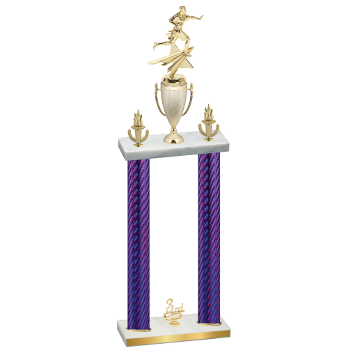 Double Purple Carbon Fiber Third Place Flag Football Trophy