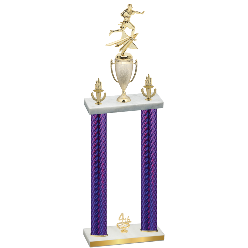 Double Purple Carbon Fiber Fourth Place Flag Football Trophy