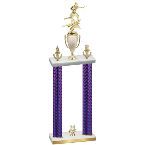 Double Purple Carbon Fiber Year Flag Football Trophy