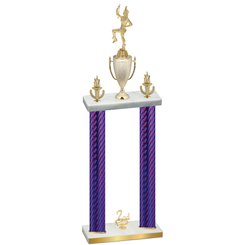 Double Purple Carbon Fiber Second Place Majorette Trophy