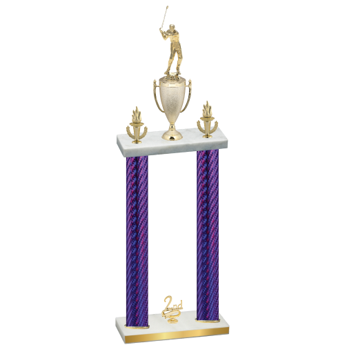 Double Purple Carbon Fiber Second Place Golf Trophy