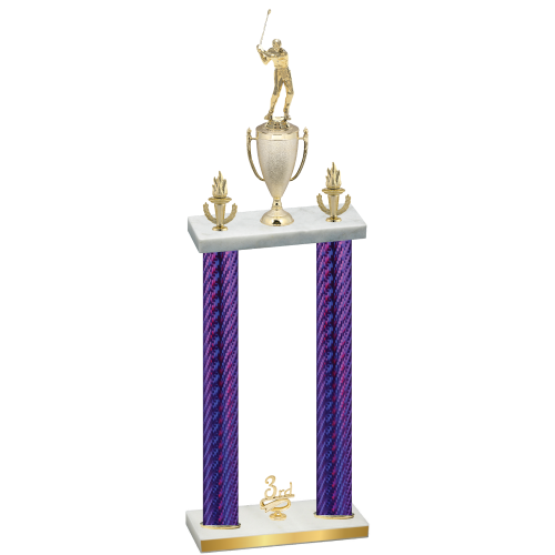Double Purple Carbon Fiber Third Place Golf Trophy