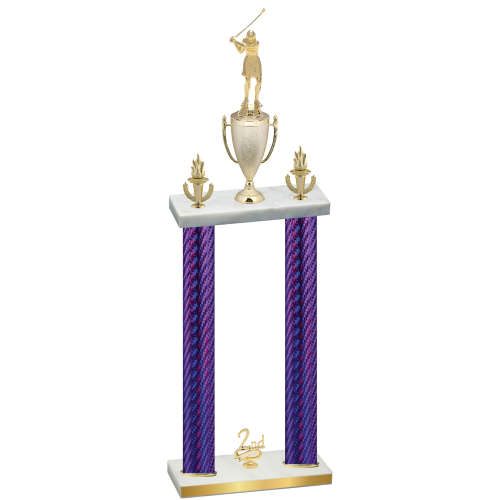 Double Purple Carbon Fiber Second Place Golf Trophy