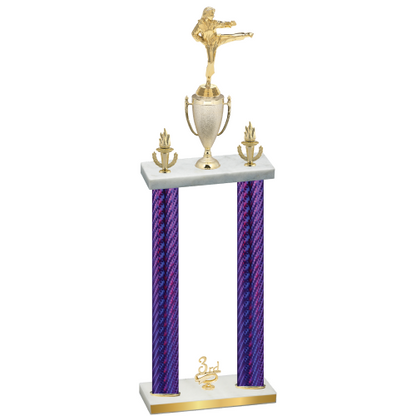 Double Purple Carbon Fiber Third Place Karate Trophy