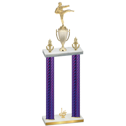 Double Purple Carbon Fiber First Place Karate Trophy
