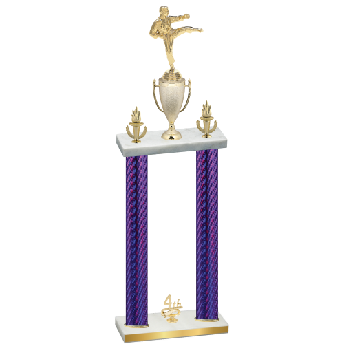 Double Purple Carbon Fiber Fourth Place Karate Trophy