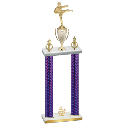 Double Purple Carbon Fiber Fourth Place Karate Trophy