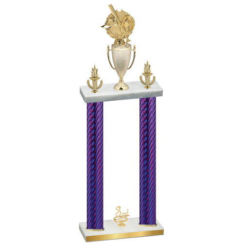 Double Purple Carbon Fiber Third Place Baseball Trophy
