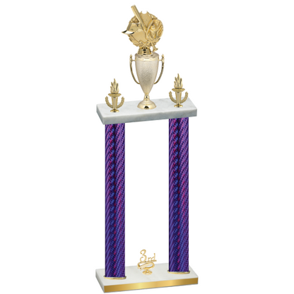 Double Purple Carbon Fiber Third Place Baseball Trophy