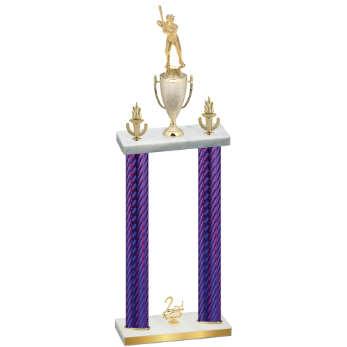 Double Purple Carbon Fiber Second Place Baseball Trophy