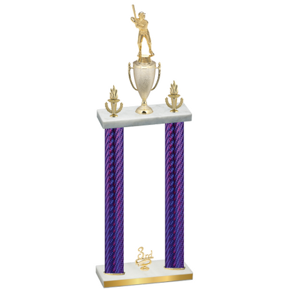 Double Purple Carbon Fiber Third Place Baseball Trophy