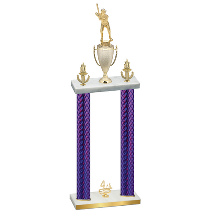 Double Purple Carbon Fiber Fourth Place Baseball Trophy