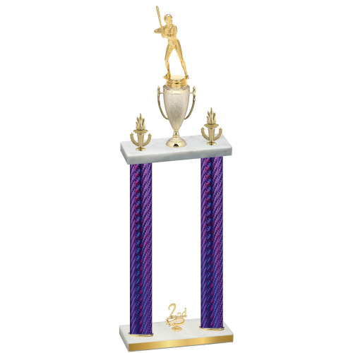 Double Purple Carbon Fiber Second Place Softball Trophy