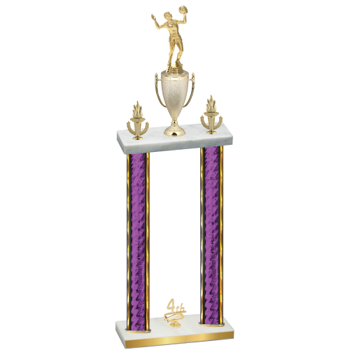Double Purple Glacier Fourth Place Volleyball Trophy