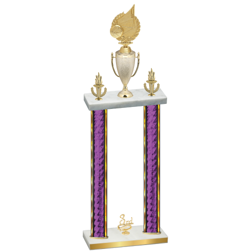 Double Purple Glacier Third Place Volleyball Trophy