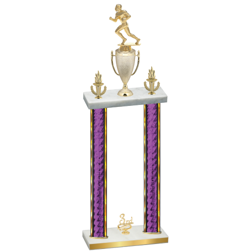 Double Purple Glacier Third Place Football Trophy