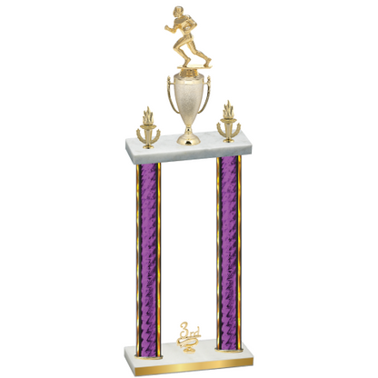 Double Purple Glacier Third Place Football Trophy