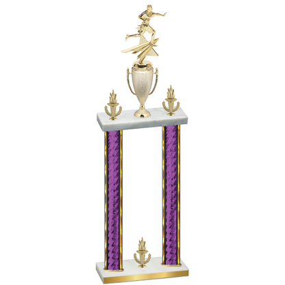 Double Purple Glacier Victory Flag Football Trophy