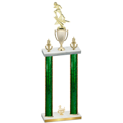 Double Green Glacier Third Place Football Trophy