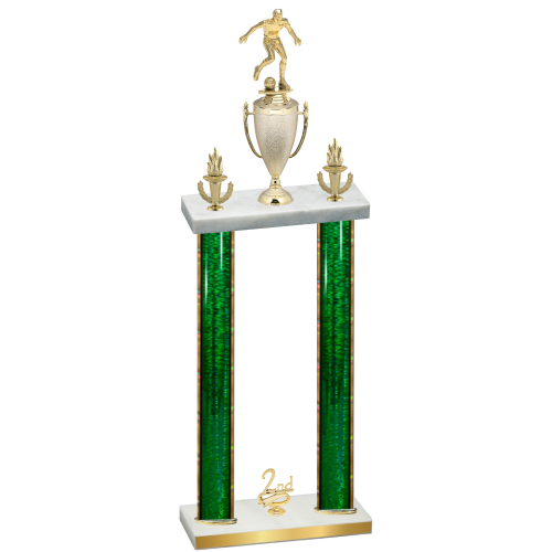 Double Green Glacier Second Place Soccer Trophy