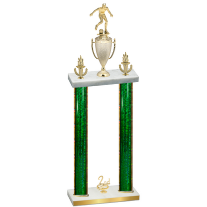 Double Green Glacier Second Place Soccer Trophy