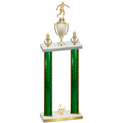 Double Green Glacier Second Place Soccer Trophy