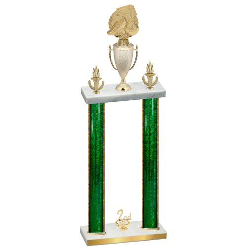 Double Green Glacier Second Place Soccer Trophy