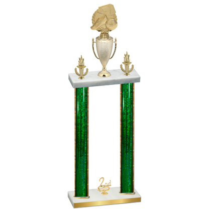 Double Green Glacier Second Place Soccer Trophy