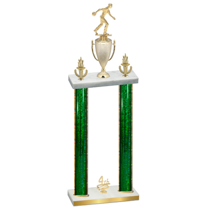 Double Green Glacier Fourth Place Bowling Trophy