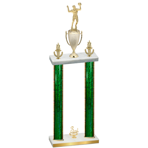 Double Green Glacier Third Place Volleyball Trophy