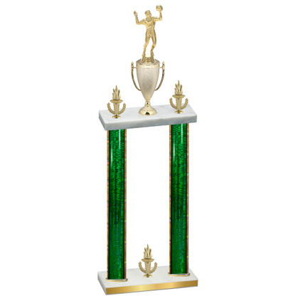 Double Green Glacier Victory Volleyball Trophy