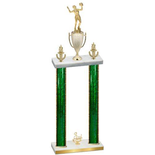 Double Green Glacier Third Place Volleyball Trophy