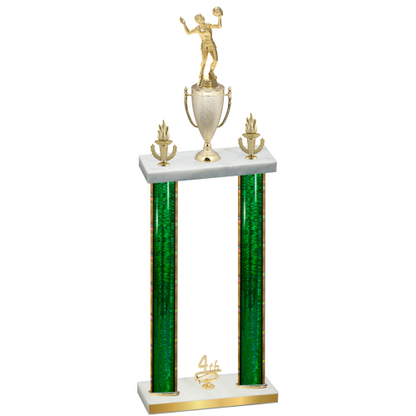 Double Green Glacier Fourth Place Volleyball Trophy