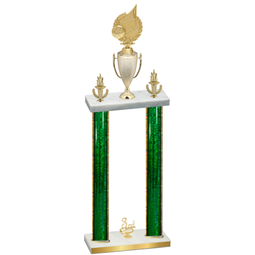 Double Green Glacier Third Place Volleyball Trophy