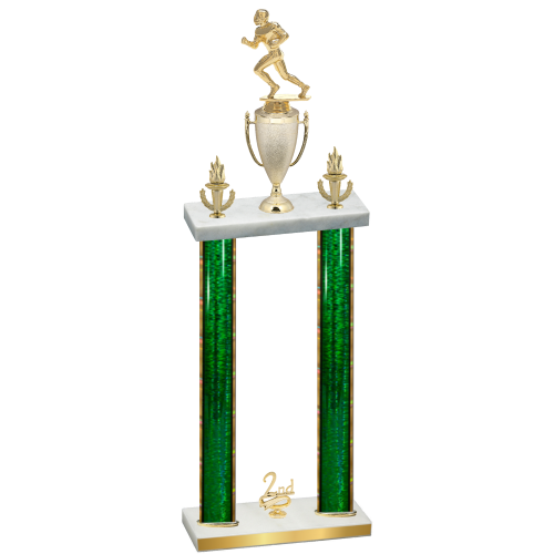 Double Green Glacier Second Place Football Trophy