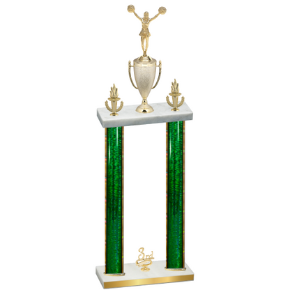Double Green Glacier Third Place Cheerleading Trophy