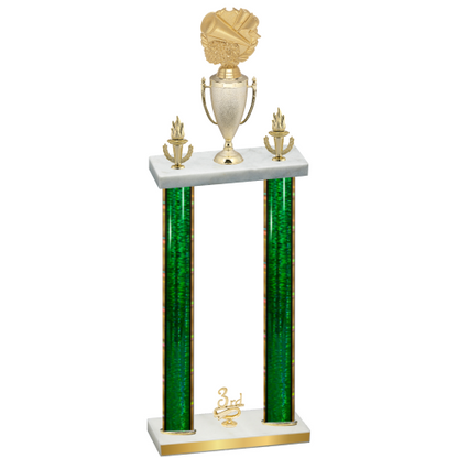 Double Green Glacier Third Place Cheerleading Trophy