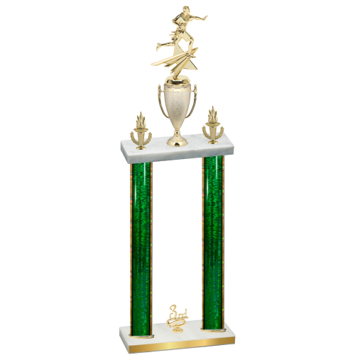 Double Green Glacier Third Place Flag Football Trophy