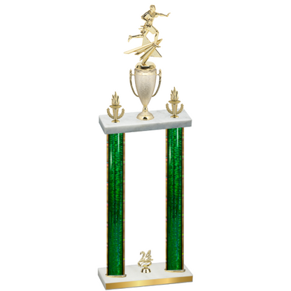 Double Green Glacier Year Flag Football Trophy