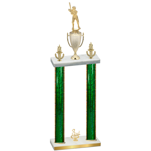 Double Green Glacier Third Place Baseball Trophy