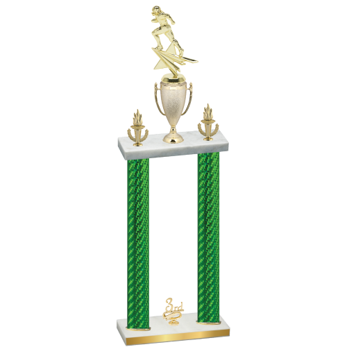 Double Green Carbon Fiber Third Place Football Trophy