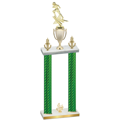Double Green Carbon Fiber Fourth Place Football Trophy