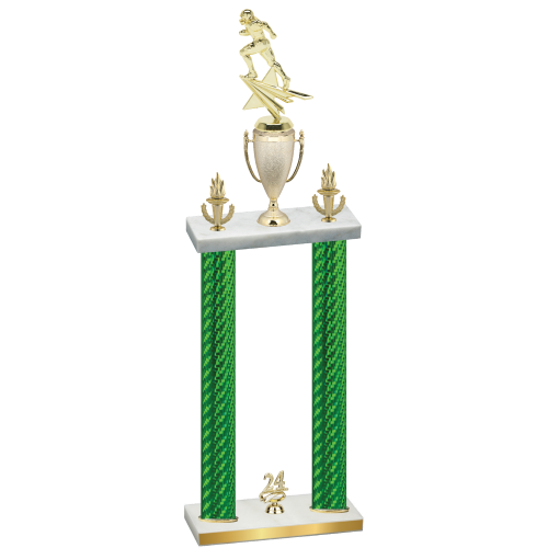 Double Green Carbon Fiber Year Football Trophy