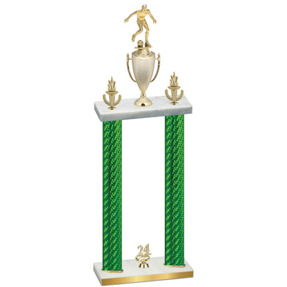 Double Green Carbon Fiber Year Soccer Trophy