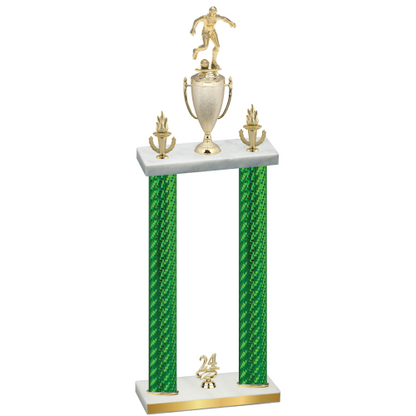 Double Green Carbon Fiber Year Soccer Trophy