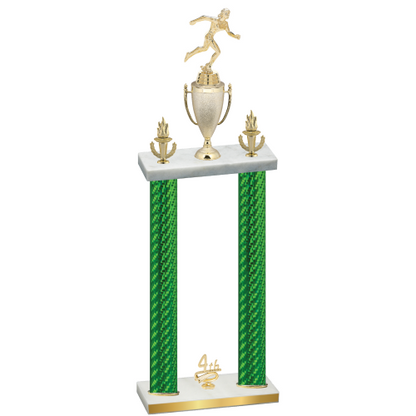 Double Green Carbon Fiber Fourth Place Running Trophy