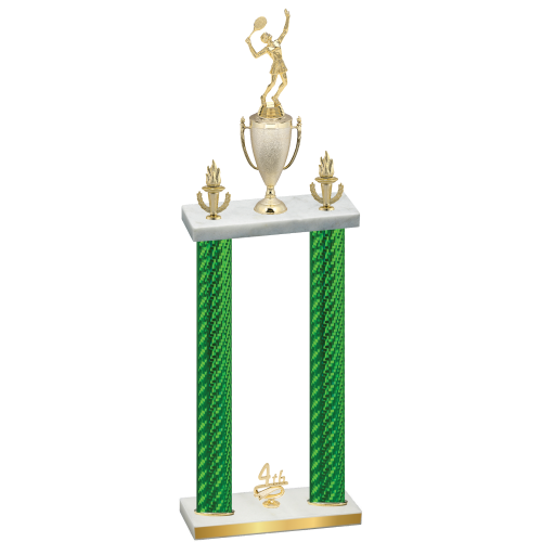 Double Green Carbon Fiber Fourth Place Tennis Trophy